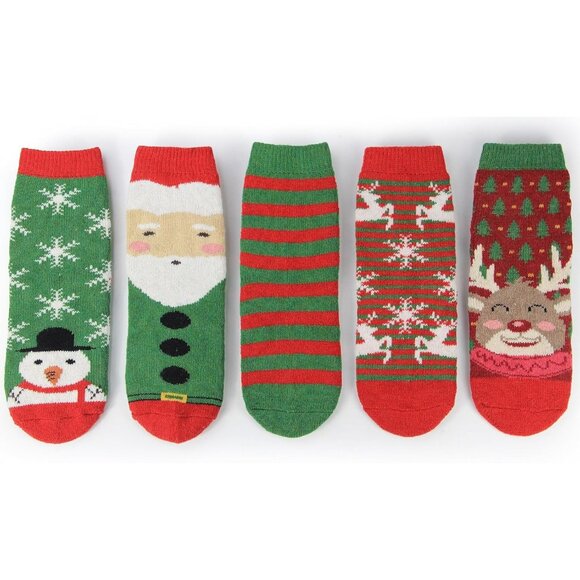 BenSorts Women 5 Packs Christmas Winter Thick Warm Polyester Boots Socks - Picture 3 of 8